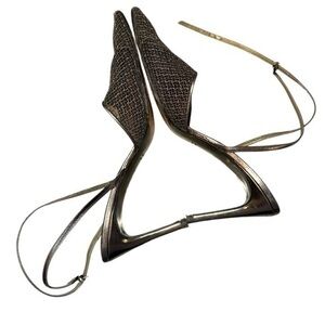 ▶️ Yves Saint Laurent ◀️ YSL 90’s Luxor Metallic Mesh Slingbacks. 9